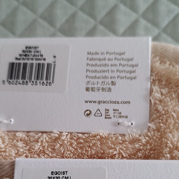 GRACCIOZA EGOIST WASHCLOTHS EGYPTIAN COTTON GIZA 800 GSM WHEAT-LINEN TWO 12x12 - Picture 4 of 5